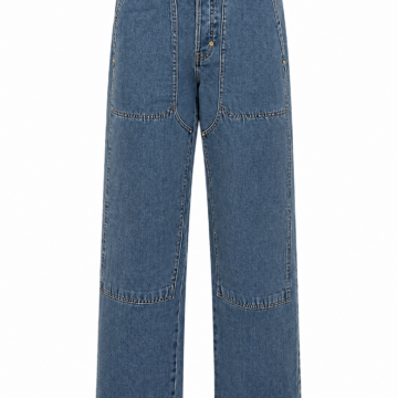 Medium Wash High-Rise Paneled Wide-Leg Jeans