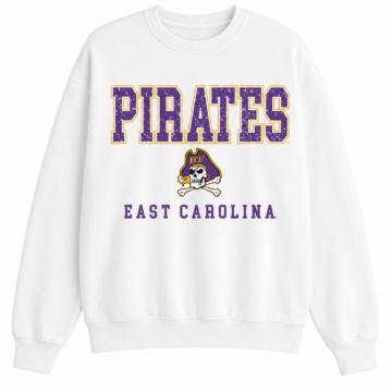 White Crewneck Sweatshirt with Varsity Style Graphic
