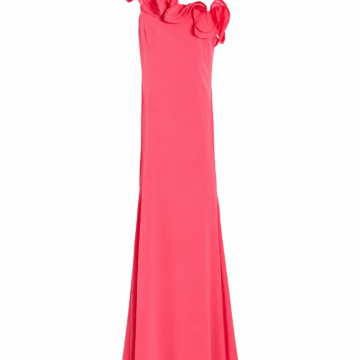 Bright Pink Off-Shoulder Ruffle Maxi Dress
