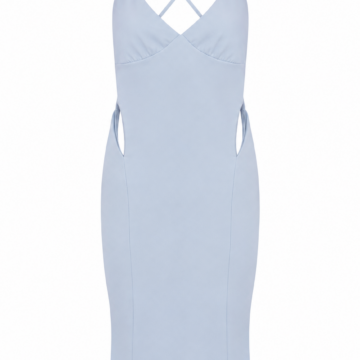 Light Blue Bodycon Slip Dress with Cross-Back Straps