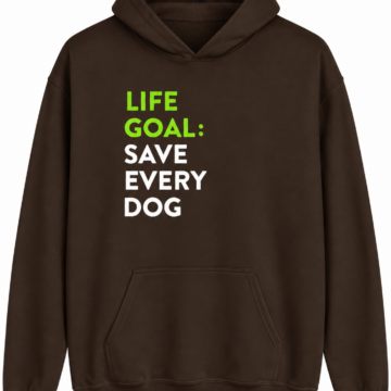 Dark Brown Pullover Hoodie with Graphic Text