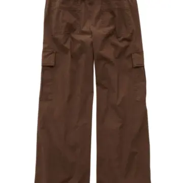 Brown Wide-Leg Cargo Pants with Adjustable Hem
