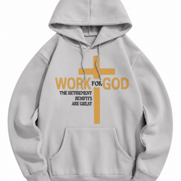Light Grey Pullover Hoodie with Graphic Print