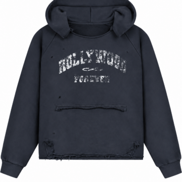 Black Oversized Distressed Hoodie