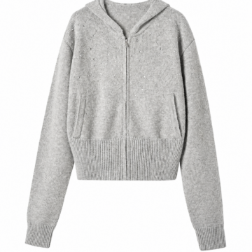 Heather Grey Zip-Up Hoodie with Drop Shoulders
