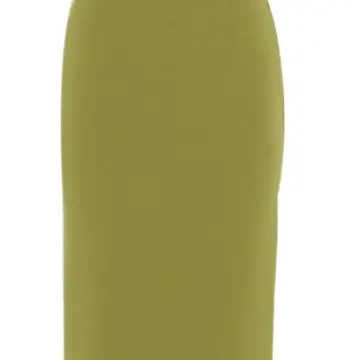 Olive Green Sleeveless Wrap-Style Midi Dress with Straight Skirt