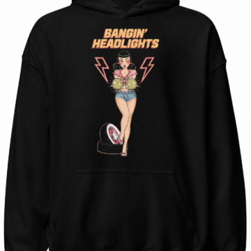 Black Retro Graphic Pullover Hoodie