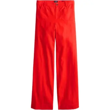 Red Wide-Leg Trousers with Front Patch Pockets