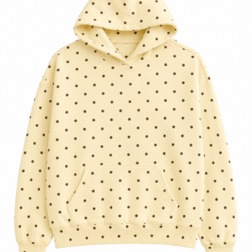 Pale Yellow Polka Dot Pullover Hoodie