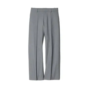 Grey Wide-Leg Trousers with Pressed Crease