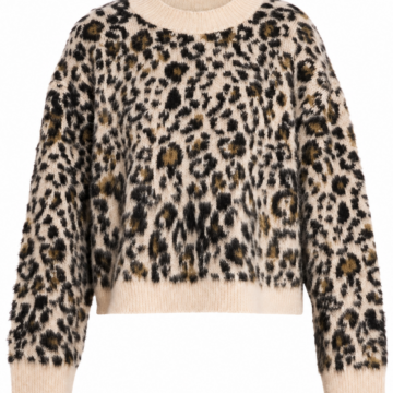Cream Leopard Print Knit Sweater