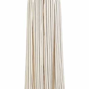 Cream Pinstripe Wide-Leg Palazzo Pants
