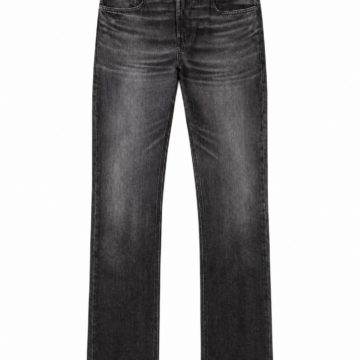 Black Straight-Leg Faded Denim Jeans